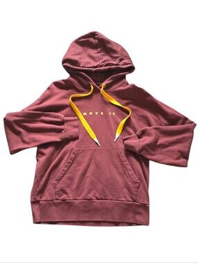 MOTHER Denim The Whip It Cotton Maroon Hoodie with Mustard Drawstrings Size M